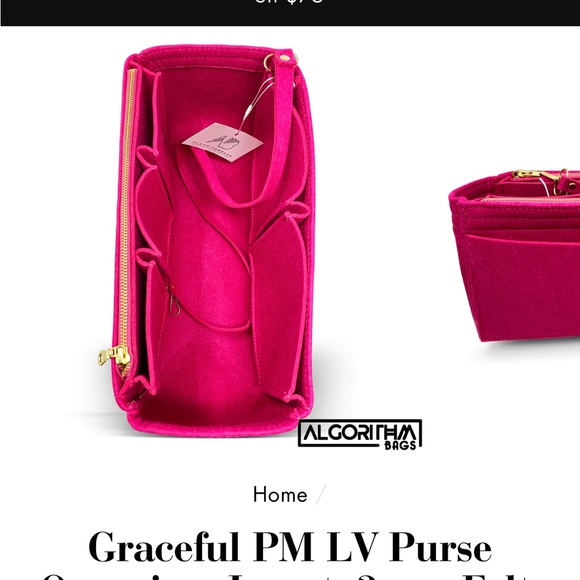 Graceful PM LV Purse Organizer Insert, 3mm Felt, Pivoine Fuchsia - Picture 2 of 8